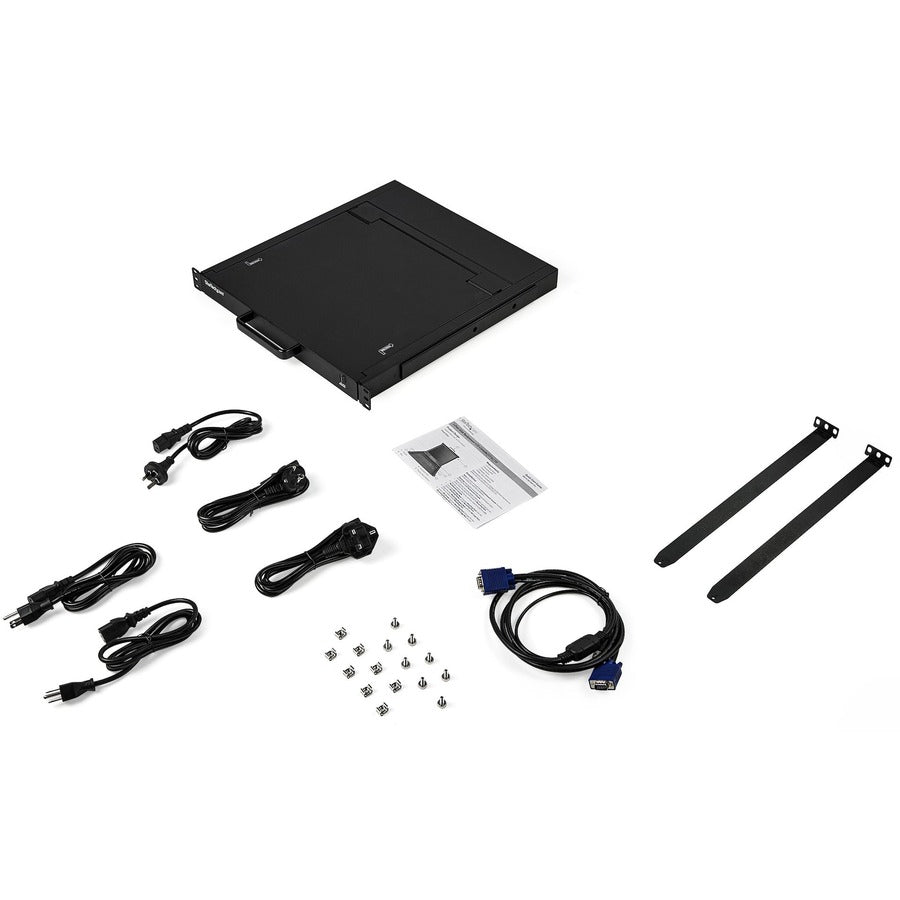 StarTech.com Rackmount KVM Console - 1U 17" LCD Monitor Single Port VGA KVM Server Rack Drawer includes Cables & Hardware - USB Support