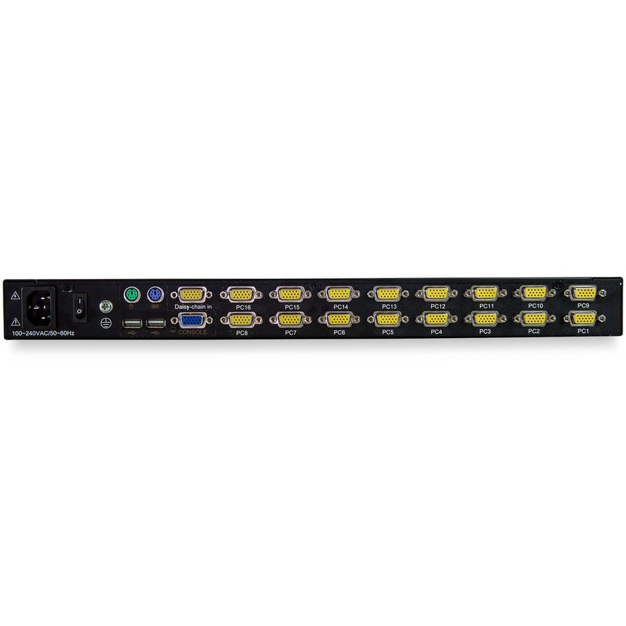 StarTech.com 16 Port Rackmount KVM Console w/ Cables - Integrated KVM Switch w/ 17" LCD - 1U LCD KVM Drawer 50000 MTBF - USB + VGA Support