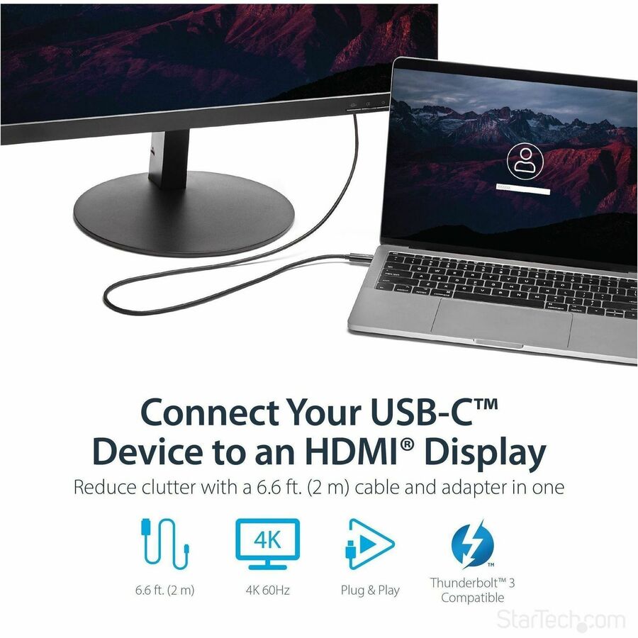 StarTech.com 6ft (2m) USB C to HDMI Cable