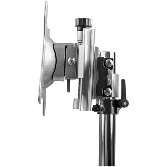 StarTech.com Dual Monitor Stand, Free Standing Desktop Pole Stand for 2x 24" (17.6lb/8kg) VESA Mount Displays, Height Adjustable, Silver