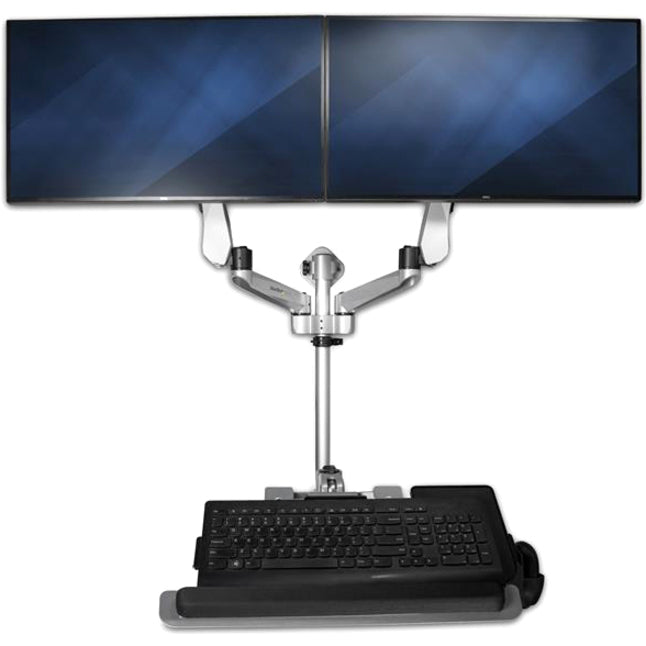Station de travail murale StarTech.com - Bureau debout ergonomique pliable - Bras d'écran VESA 30" réglable en hauteur et plateau pour clavier/souris
