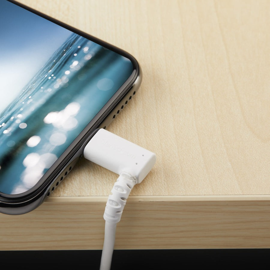 StarTech.com 2m USB A to Lightning Cable iPhone iPad Durable Right Angled 90 Degree White Charger Cord w/Aramid Fiber Apple MFI Certified