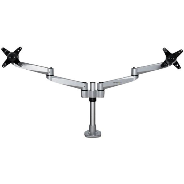 StarTech.com Bras de fixation pour écran double, support de bureau articulé VESA haut de gamme jusqu'à 27 pouces (8 kg), hauteur réglable