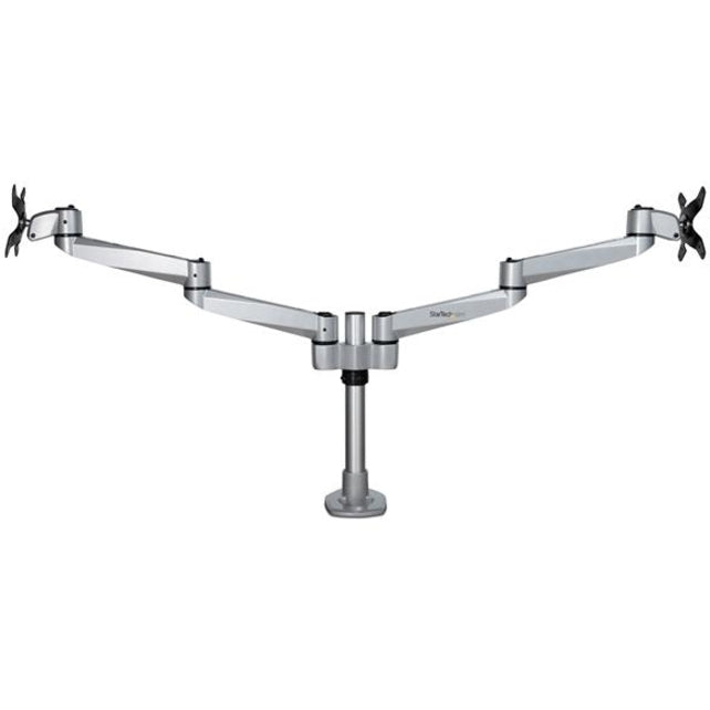 StarTech.com Bras de fixation pour écran double, support de bureau articulé VESA haut de gamme jusqu'à 27 pouces (8 kg), hauteur réglable