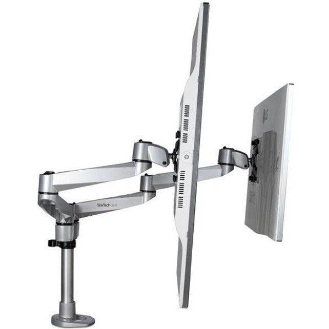 StarTech.com Bras de fixation pour écran double, support de bureau articulé VESA haut de gamme jusqu'à 27 pouces (8 kg), hauteur réglable
