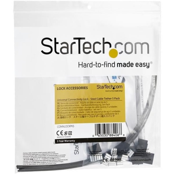 StarTech.com Lot de 5 attaches de sécurité pour adaptateurs et clés de sécurité - Kit d'attaches universelles - Câble antivol en acier