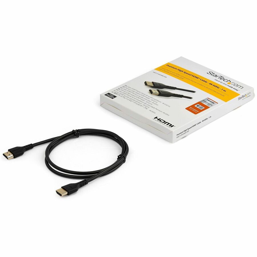 Câble HDMI 2.0 StarTech.com certifié Premium de 1 m avec Ethernet - Câble HDMI haute vitesse UHD 4K 60 Hz HDR de 91 cm, robuste et durable pour moniteur Ultra HD