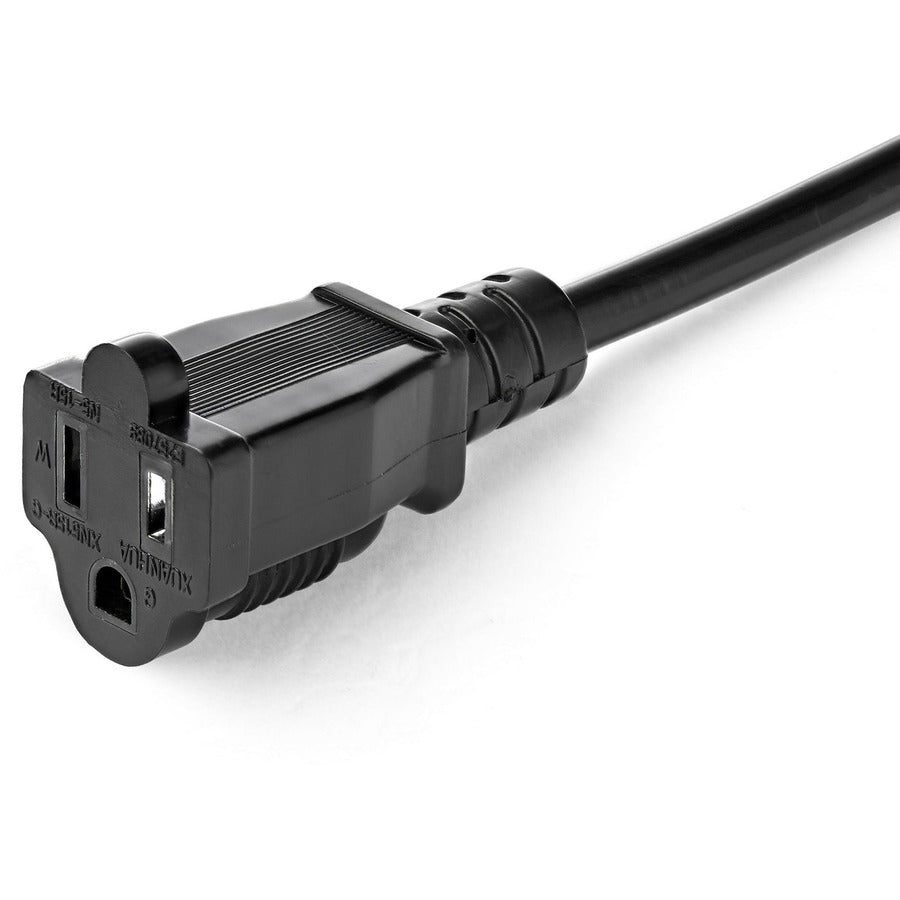 Rallonge courte StarTech.com de 0,3 m (1 pi), NEMA 5-15P/R vers NEMA 5-15R, 13 A 125 V, 16 AWG, noire, câble d'alimentation à économie de courant