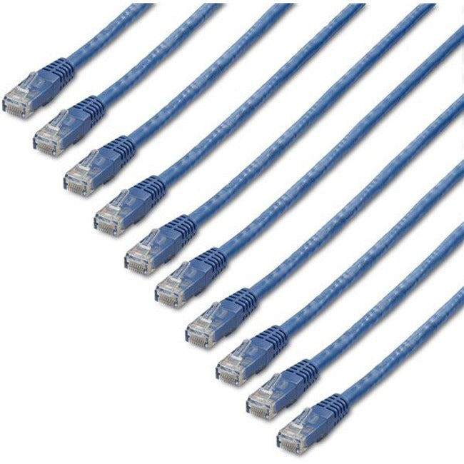 Câble Ethernet CAT6 StarTech.com de 30 cm (1 pi) - Lot de 10 - Certifié ETL - Cordon de raccordement CAT6 bleu - Connecteurs RJ45 moulés - 24 AWG - UTP