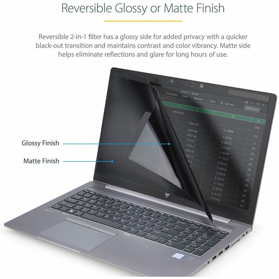 StarTech.com Filtre de confidentialité pour ordinateur portable 15,6" - Filtre de sécurité magnétique amovible - Réduction de la lumière bleue - Mat/Brillant
