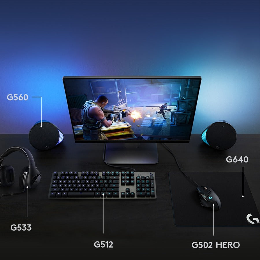 Logitech G512 RGB Mechanical Gaming Keyboard, GX Blue, USB Passthrough