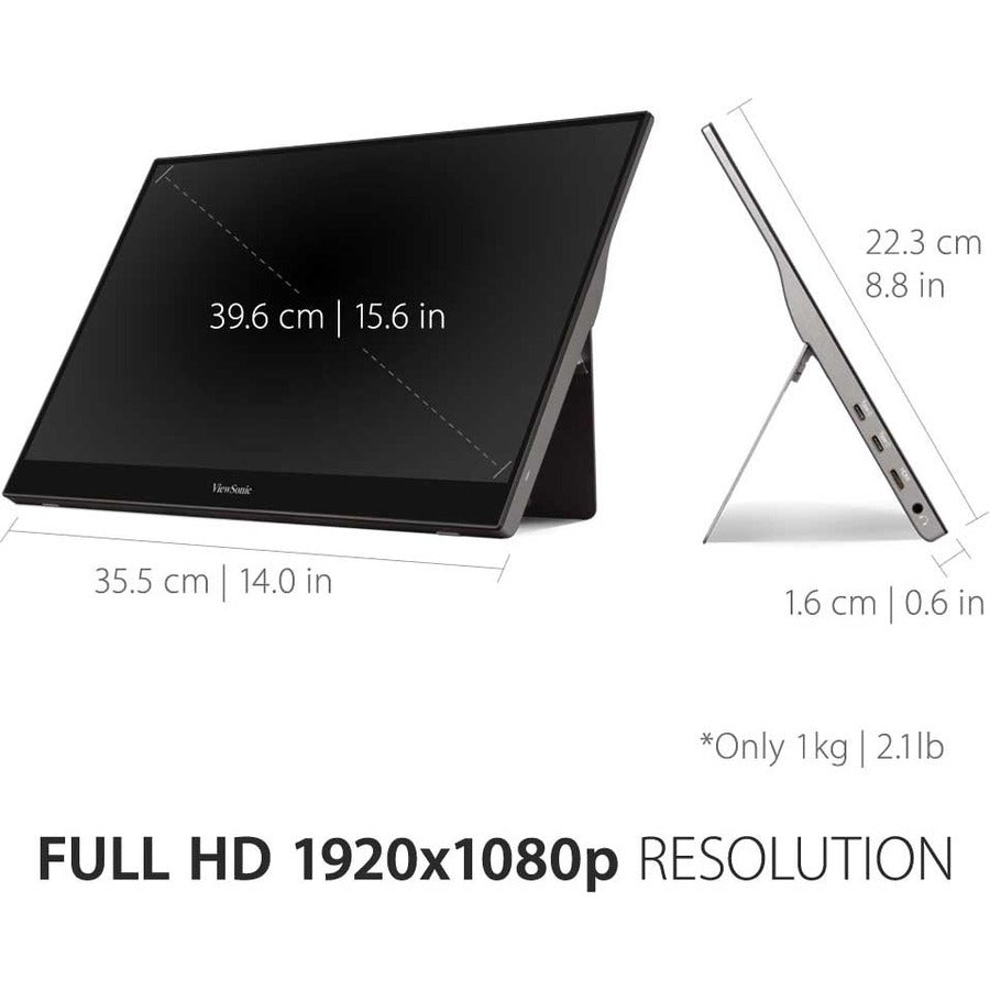 ViewSonic VG1655 15.6" Portable Monitor - Full HD IPS USB-C