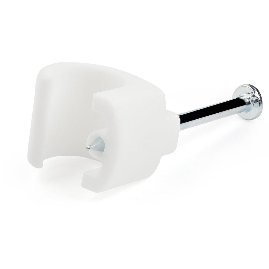 StarTech.com 100 Pk (L) Cable Clips w/ Nail - Reusable Nail-in Clamps - Cord Mounting/Holding Clips - Cable Tacks Wire Fasteners White TAA