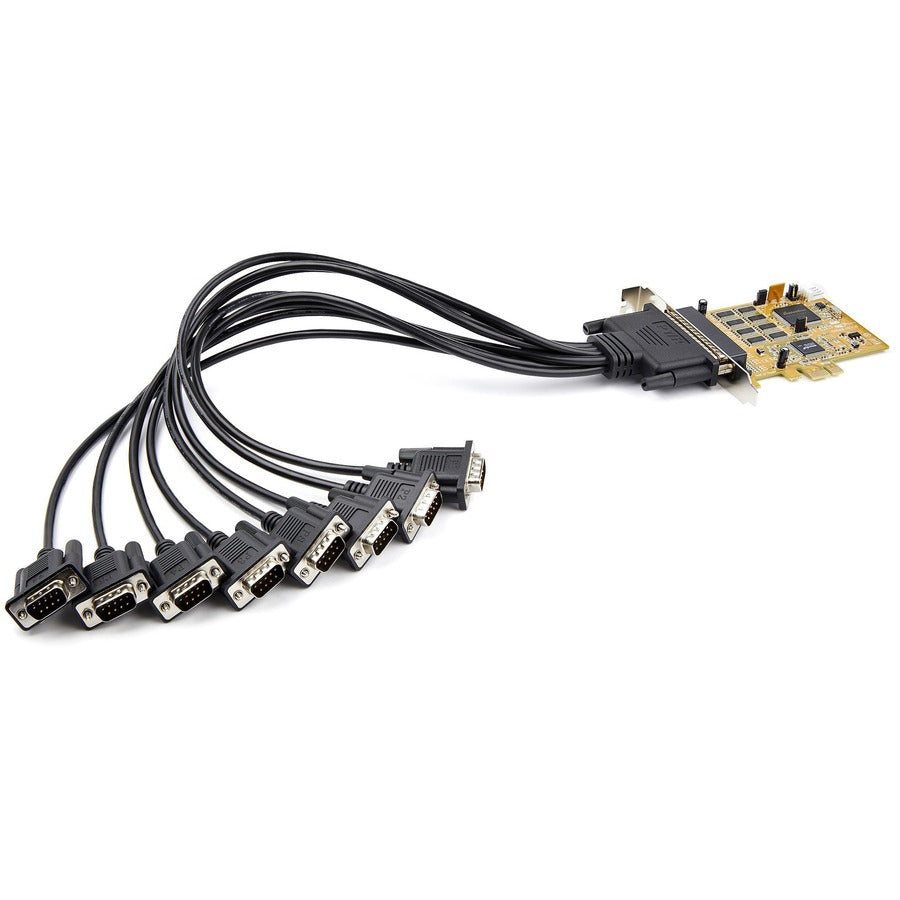 StarTech.com 8-Port PCI Express RS232 Serial Adapter Card, PCIe to DB9 RS232 Controller Card, 16C1050 UART, 15kV ESD, Windows Only, TAA