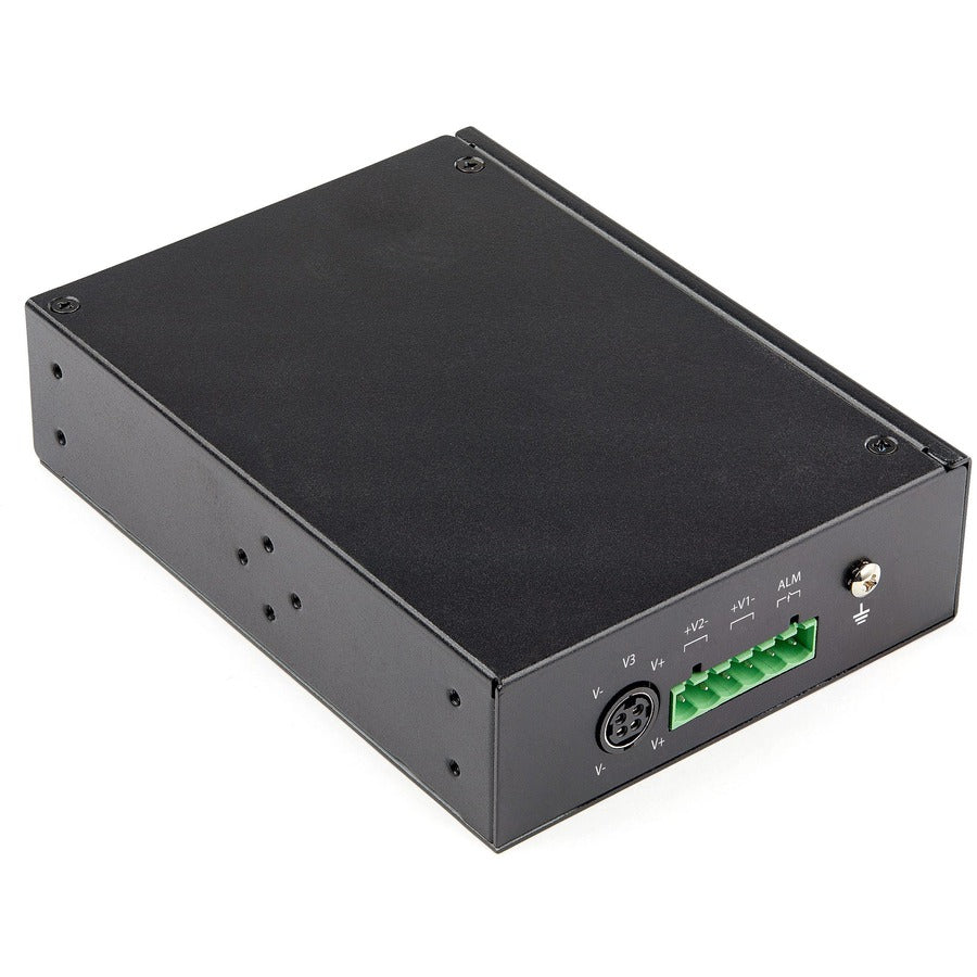 Commutateur Ethernet Gigabit industriel StarTech.com 6 ports, 4 ports PoE RJ45 + 2 ports SFP, 30 W PoE+, 48 V CC, 10/100/1000 Mbit/s, -40 °C à 75 °C, avec connecteur DIN