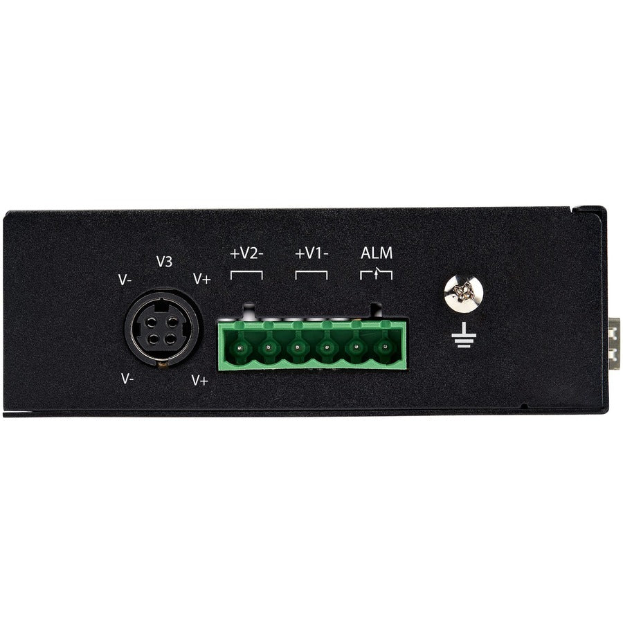Commutateur Ethernet Gigabit industriel StarTech.com 6 ports, 4 ports PoE RJ45 + 2 ports SFP, 30 W PoE+, 48 V CC, 10/100/1000 Mbit/s, -40 °C à 75 °C, avec connecteur DIN