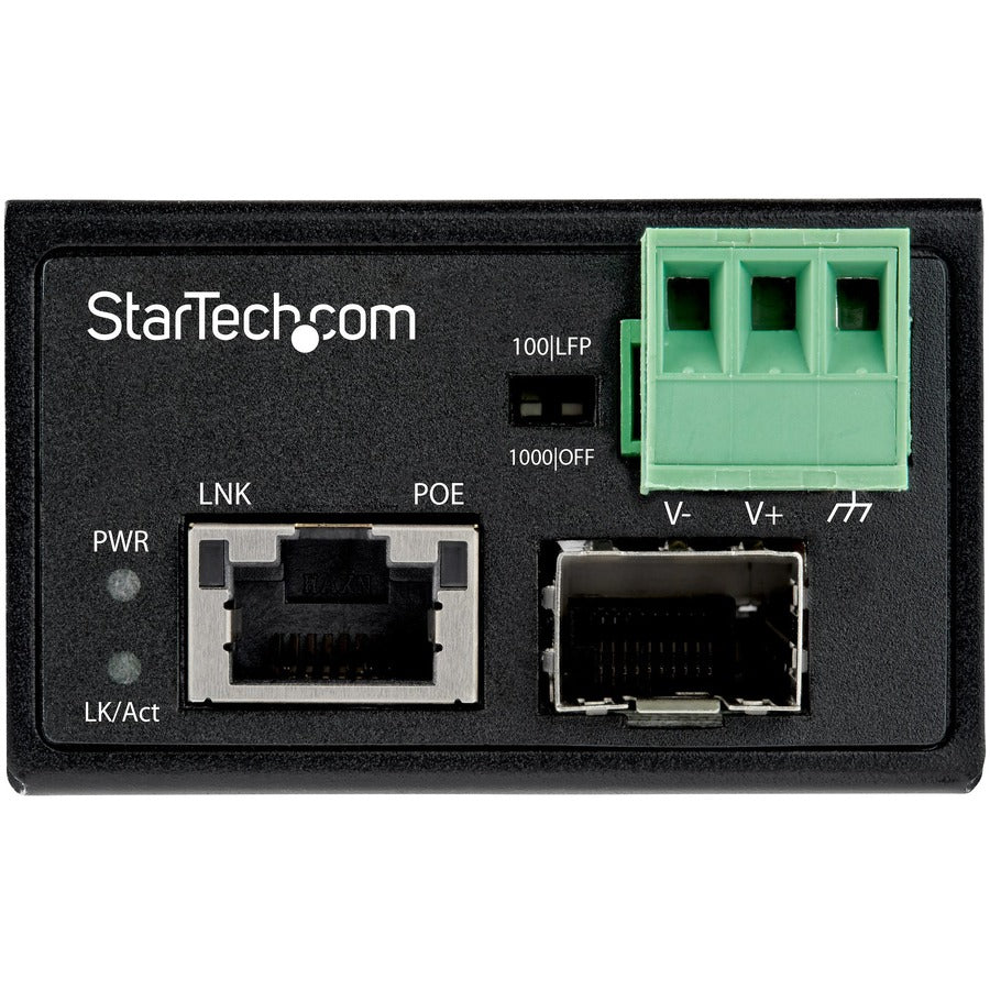 Convertisseur de média industriel fibre vers Ethernet StarTech.com PoE+ 30 W - SFP vers RJ45 - Fibre SM/MM vers Gigabit cuivre - Mini format IP-30