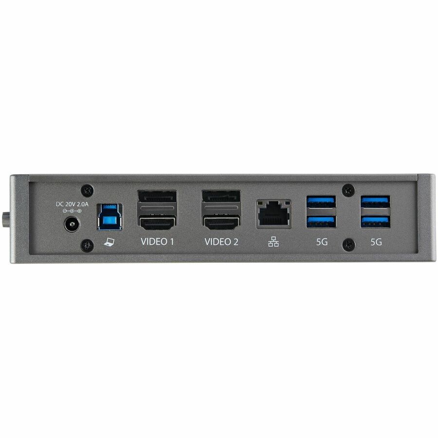StarTech.com USB-C USB-A Dock - Hybrid Universal USB 3.0 Laptop Docking Station - Dual Monitor 4K 60Hz HDMI/DisplayPort - 6xUSB Type-A/GbE