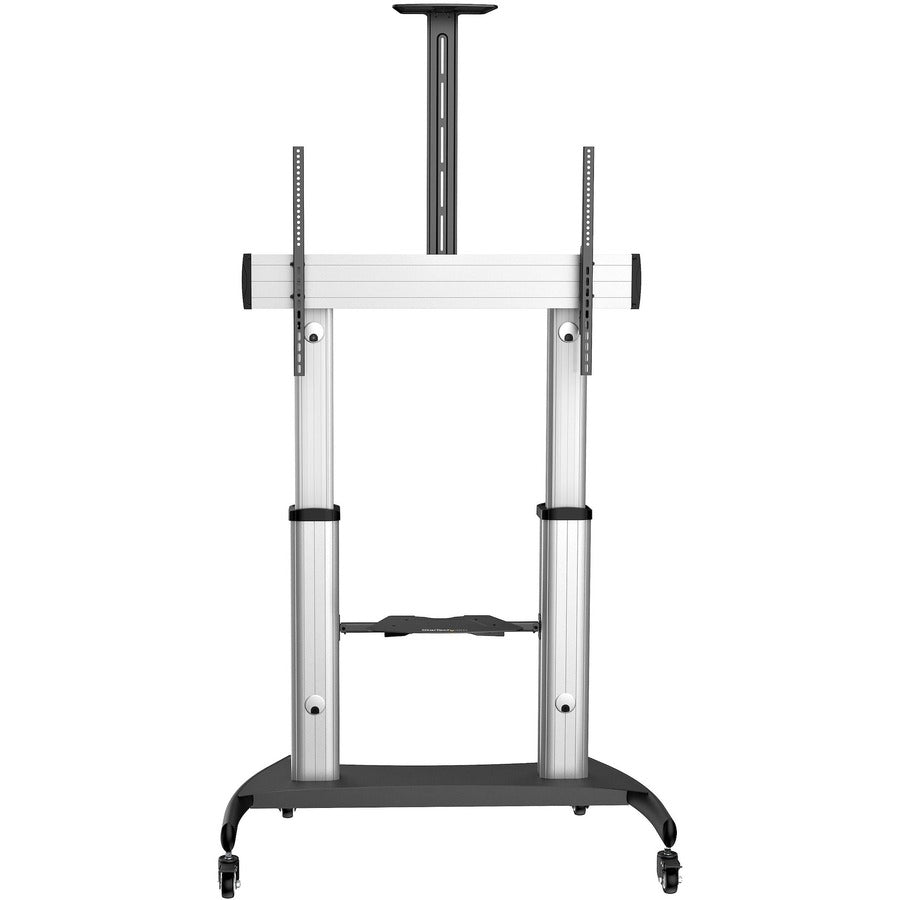 StarTech.com Mobile TV Stand, Heavy Duty Universal TV Cart for 60-100 inch Display (100kg/220lb), Height Adjustable Rolling TV Floor Stand