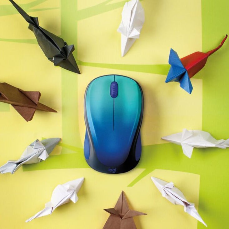 Logitech Design Collection Limited Edition Wireless Mouse with Colorful Designs - USB Unifying Receiver, 12 months AA Battery Life, Portable & Lightweight, Easy Plug & Play with Universal Compatibility - BLUE AURORA