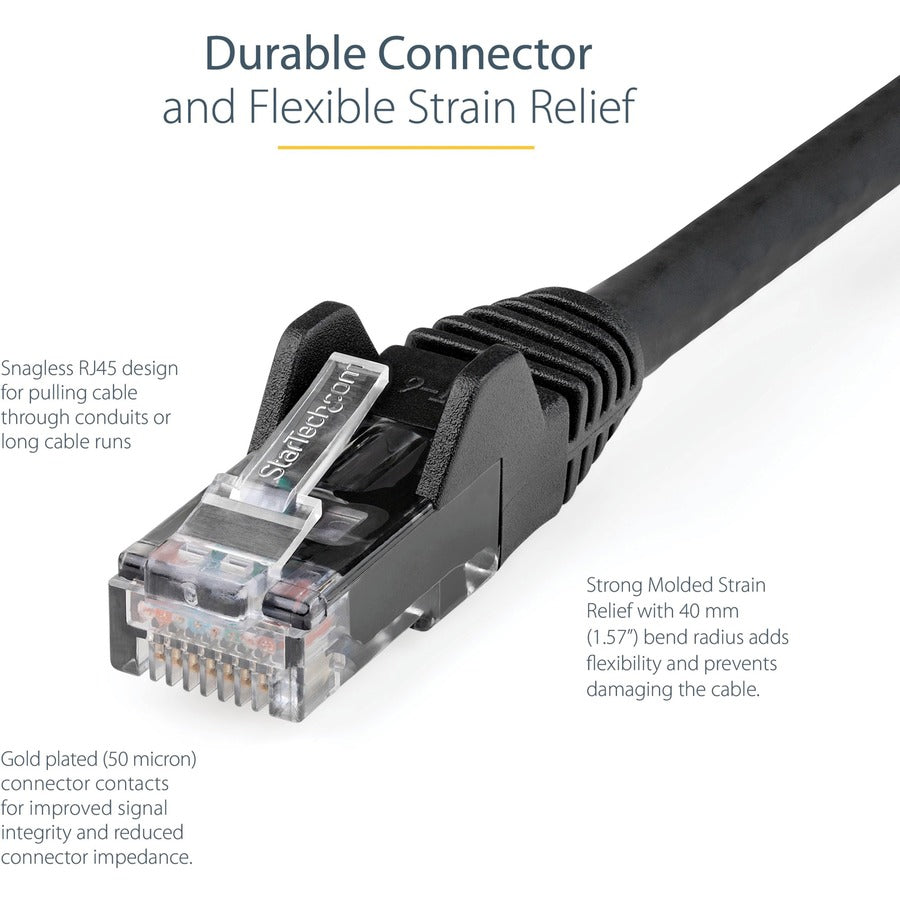 StarTech.com 30ft (9m) CAT6 Ethernet Cable, LSZH (Low Smoke Zero Halogen) 10 GbE Snagless 100W PoE UTP RJ45 Black Network Patch Cord, ETL