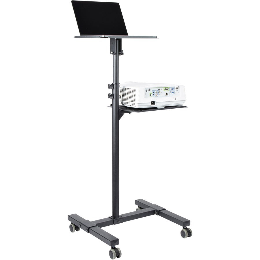 StarTech.com Mobile Projector and Laptop Stand/Cart, Heavy Duty Portable Projector Stand/Presentation Cart (22lb/shelf), Height Adjustable
