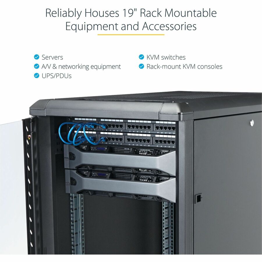 StarTech.com 4-Post 32U Server Rack Cabinet, 19" Data Rack Cabinet for Computer / IT Equipment, Home Network Rack, Half Height Server Rack