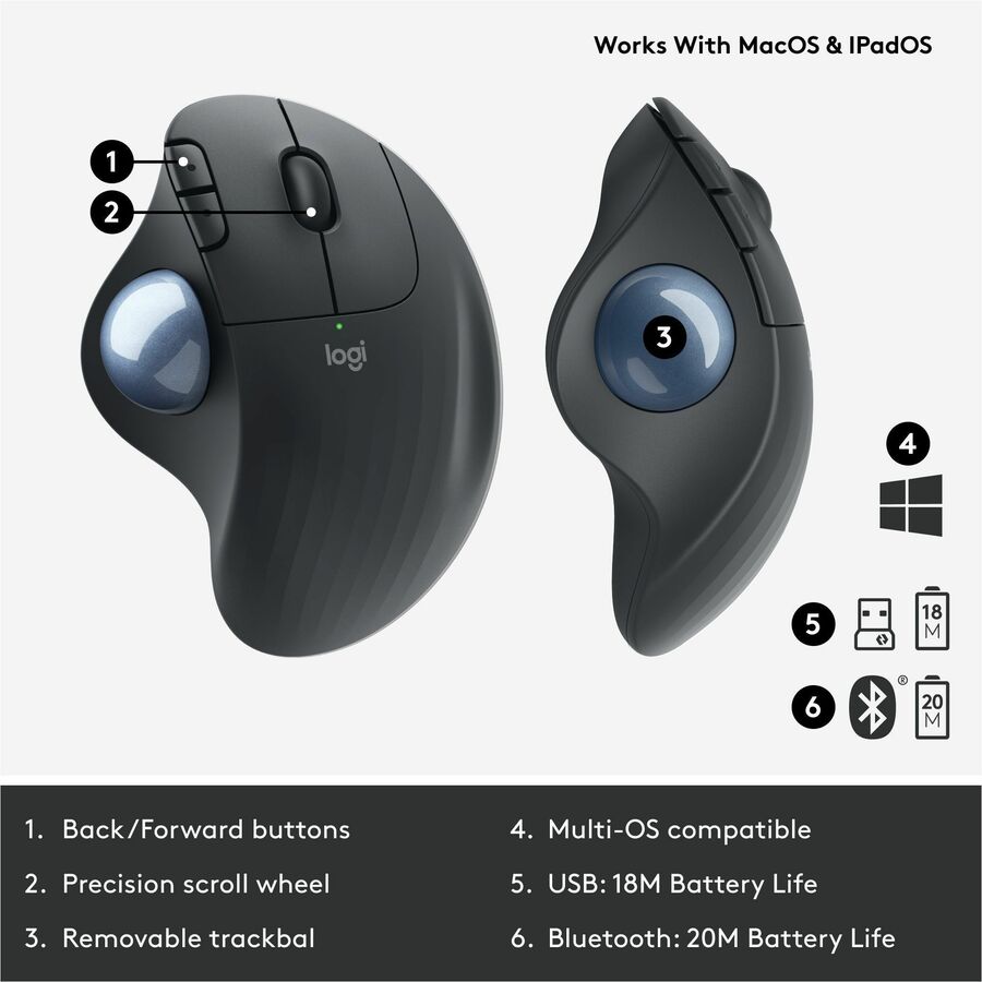 Logitech Ergo M575 pour entreprises (graphite) - Boîte marron