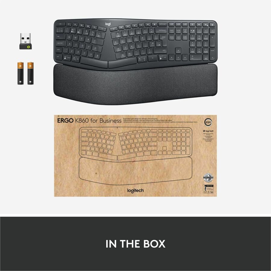 Logitech Ergo K860 pour entreprises (graphite) - Boîte marron