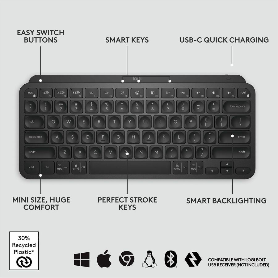 Clavier sans fil Logitech MX Keys Minimalist avec rétroéclairage