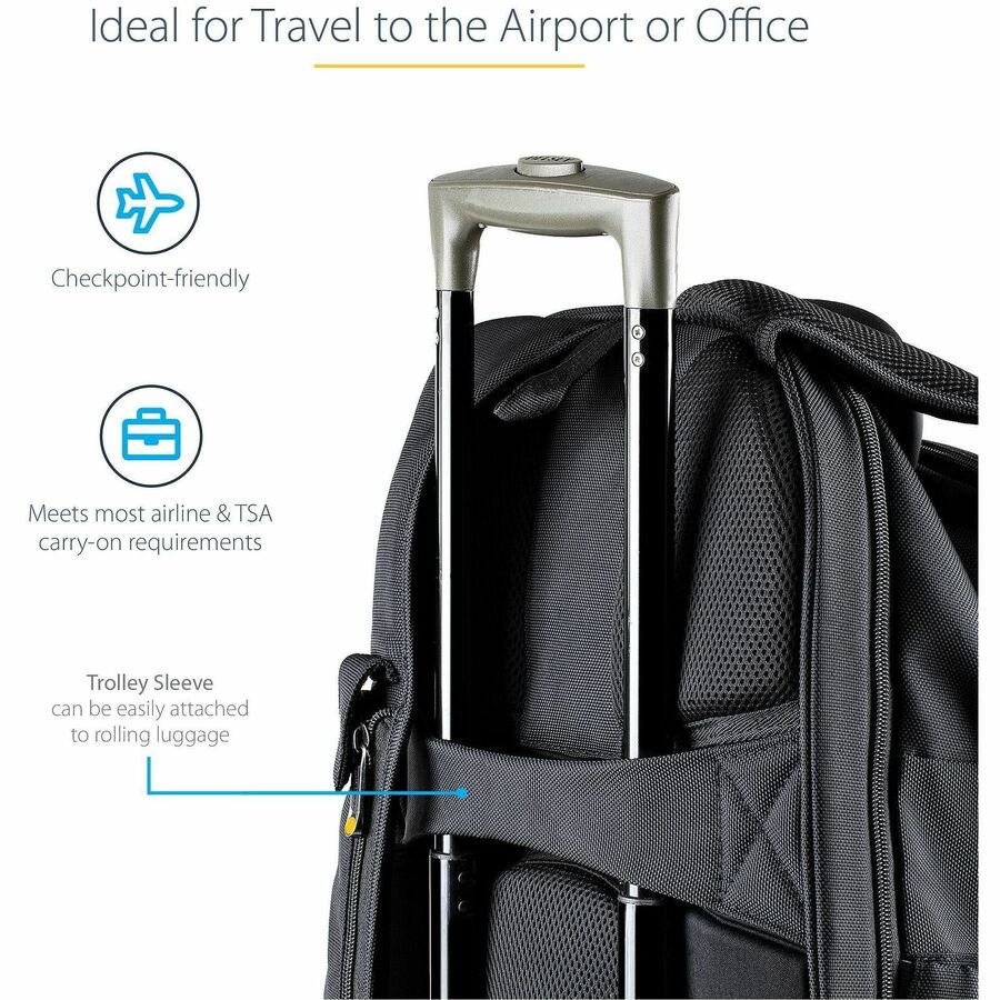 StarTech.com 15.6" Laptop Backpack w/ Removable Accessory Case, Professional IT Tech Backpack for Work/Travel/Commute, Nylon Computer Bag