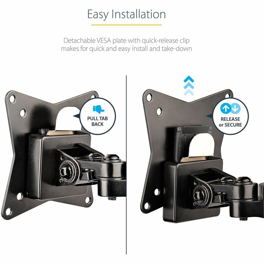 StarTech.com Desk Mount Monitor Arm for Single VESA Display 49"(17.6lb/8kg), Full Motion Articulating & Height Adjustable, C-Clamp/Grommet