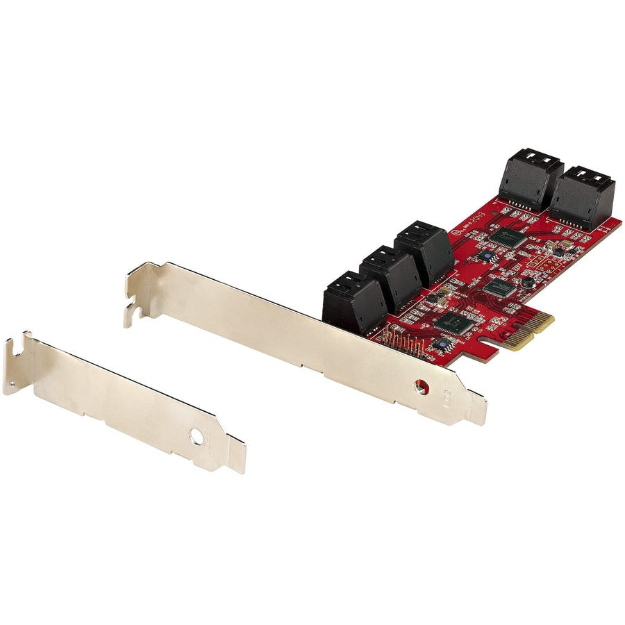 StarTech.com SATA PCIe Card, 10 Port PCIe SATA Expansion Card, 6Gbps SATA Adapter, Stacked SATA Connectors, PCI Express to SATA Converter