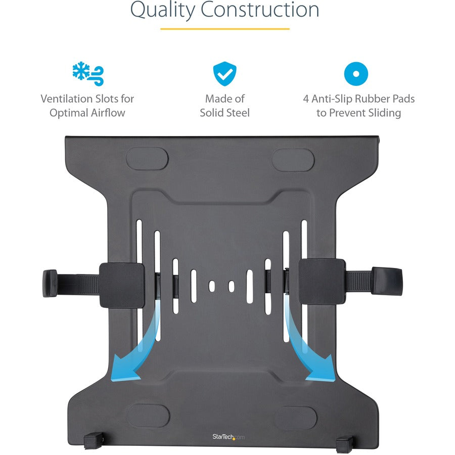 StarTech.com Support pour ordinateur portable VESA, bras d'écran réglable, support pour ordinateur portable, support pour ordinateur portable jusqu'à 4,5 kg (9,9 lb), VESA 75 x 75 et 100 x 100, ventilé