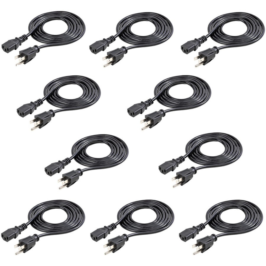 Câble d'alimentation standard StarTech.com de 1,8 m (6 pi) - NEMA5-15P vers C13 - Câble d'alimentation - Lot de 10