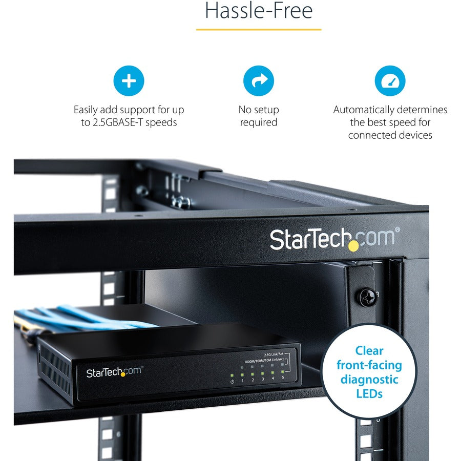 StarTech.com Unmanaged 2.5G Switch, 5 Port 2.5GBASE-T Unmanaged Ethernet Switch, Desk | Wall Mount Kit, Compatible w/ 10/100/1000Mbps devices