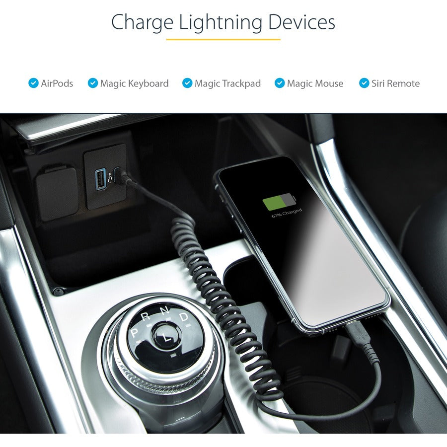 Câble USB-C vers Lightning StarTech.com de 1 m (3 pi), certifié MFi, câble spiralé pour chargeur iPhone, noir, gaine TPE durable en fibre d'aramide