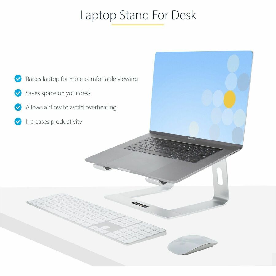 Support pour ordinateur portable StarTech.com, charge 5 kg, aluminium, argent, ergonomique, support portable pour ordinateur portable