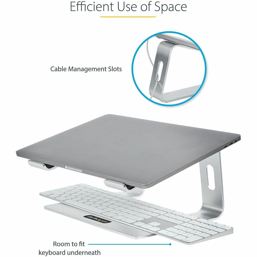 Support pour ordinateur portable StarTech.com, charge 5 kg, aluminium, argent, ergonomique, support portable pour ordinateur portable