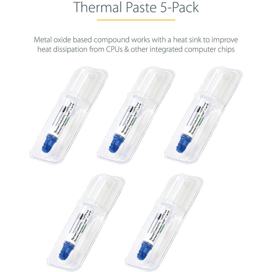 Pâte thermique StarTech.com, lot de 5 seringues (1,5 g/unité), composé dissipateur thermique à base d'oxyde métallique, pâte pour processeur