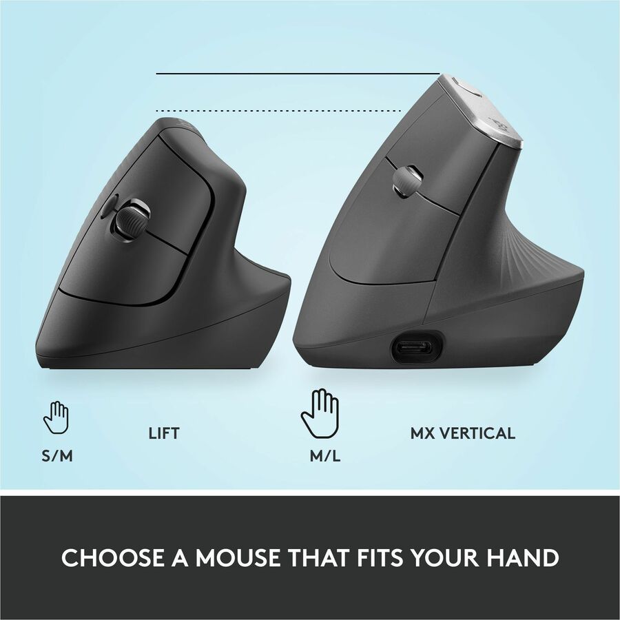 Souris ergonomique verticale Logitech Lift (graphite)