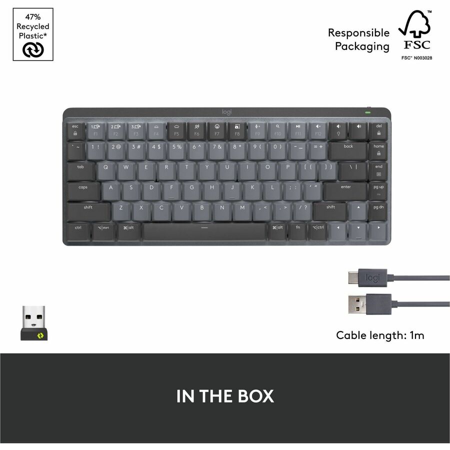 Logitech MX Mechanical Mini Minimalist Wireless Illuminated Keyboard (Linear) (Graphite)