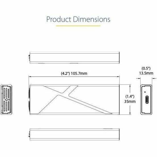 StarTech Tool-Free USB-C M.2 NVMe SATA SSD Enclosure 10Gbps