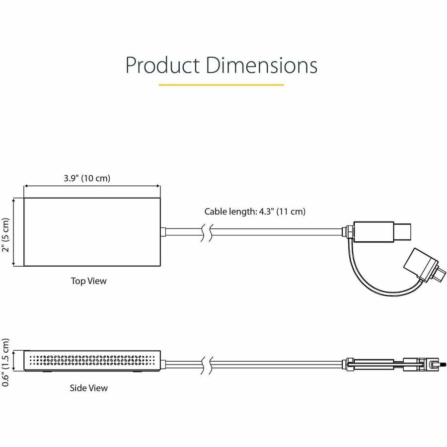 StarTech.com USB to Dual HDMI Adapter, USB A/C to 2x HDMI Displays (1x 4K30, 1x 1080p), USB 3.0 to HDMI Converter, 4in/11cm Cable, Win/Mac
