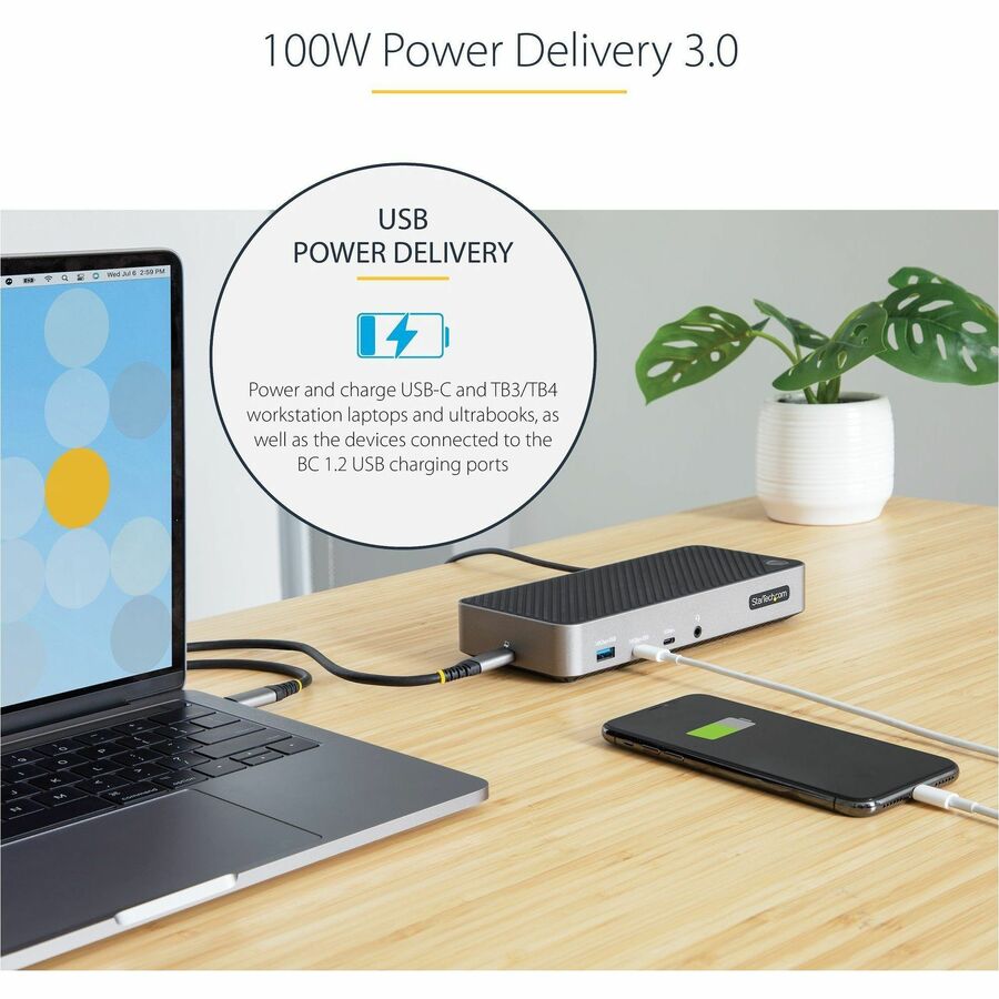 StarTech.com USB-C Triple Monitor Docking Station - Triple 4K HDMI/DP USB-C Dock - 5x USB Hub - GbE - 100W PD - Universal / Multi Monitor