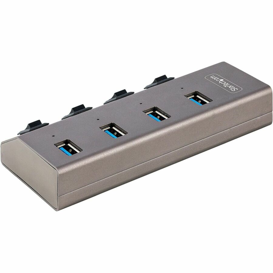 StarTech.com 4-Port Self-Powered USB-C Hub with Individual On/Off Switch, Desktop/Laptop USB-C to USB-A Hub, USB Type C Hub w/Power Supply