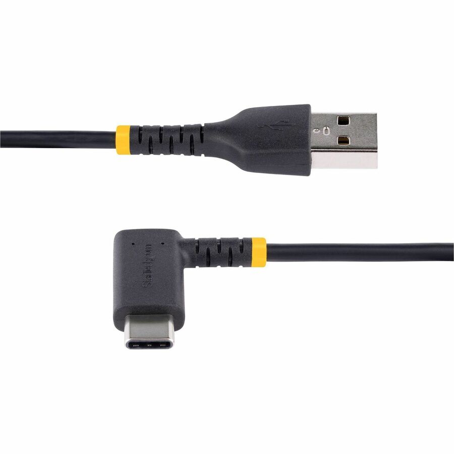 StarTech.com 12in (30cm) USB A to C Charging Cable Right Angle, Heavy Duty Fast Charge USB-C Cable, Durable and Rugged Aramid Fiber, 3A