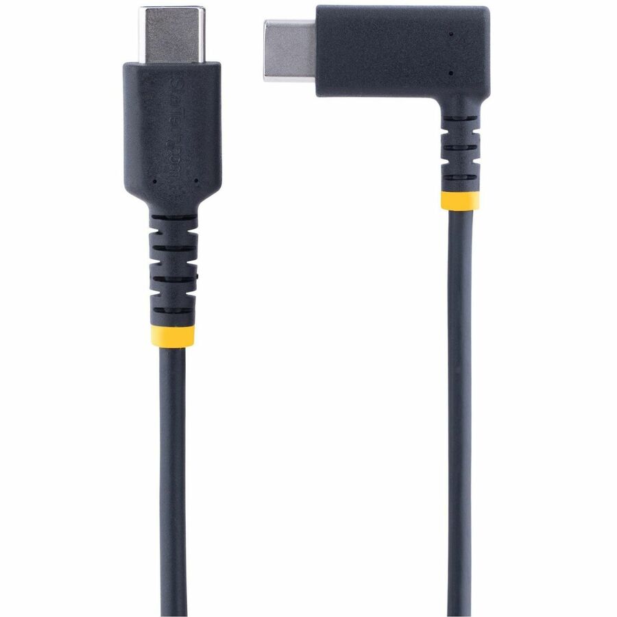 StarTech.com 3ft (1m) USB C Charging Cable Right Angle, 60W PD 3A, Heavy Duty Fast Charge USB-C Cable, Durable Rugged Aramid Fiber