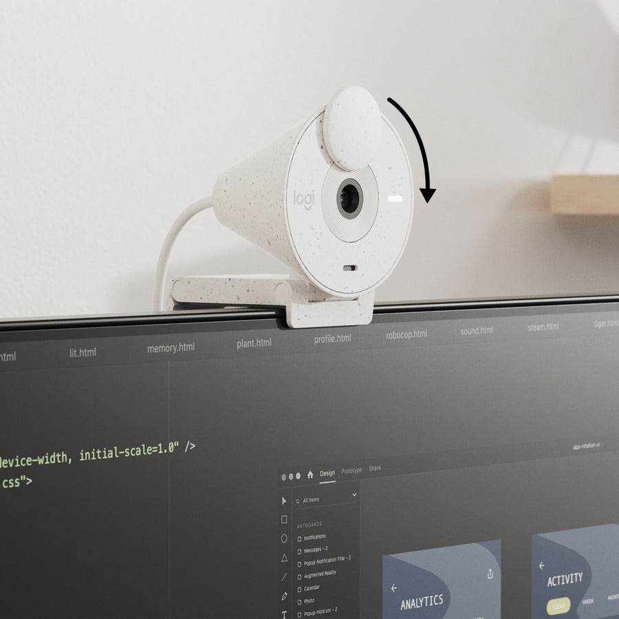 Webcam Logitech BRIO - 2 mégapixels - 30 ips - Blanc cassé - USB Type C - Vente au détail
