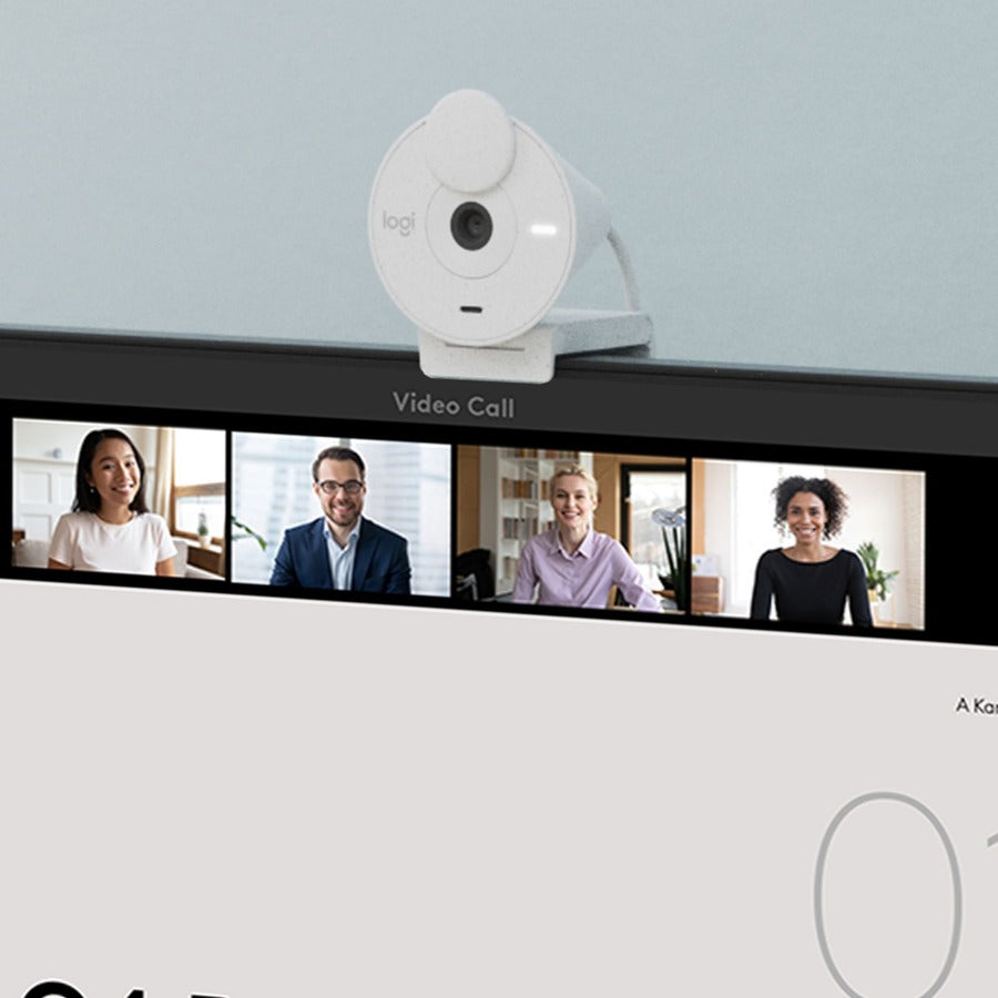 Webcam Logitech BRIO - 2 mégapixels - 30 ips - Blanc cassé - USB Type C - Vente au détail